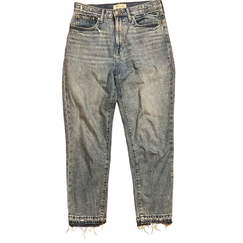 Madewell The Momjean Size 28 Denim Cropped Casual High Rise Raw Hem EUC
